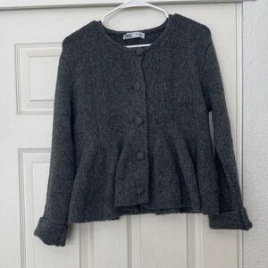 Zara Charcoal Button-Up Cardigan